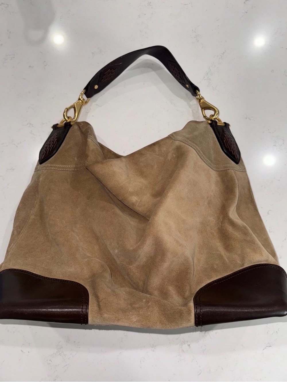 Cole Haan suede leather hobo bag - Sand color